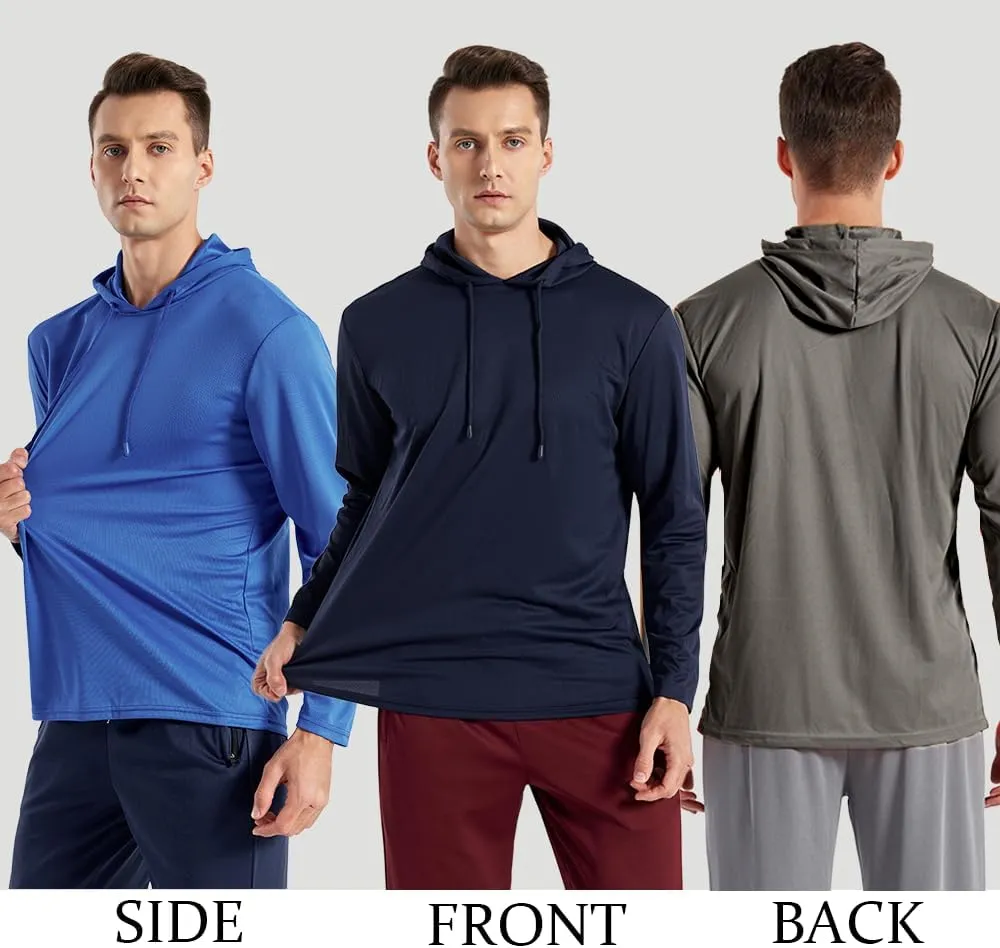 3PC or 6PC Men??s UPF 50  Sun Protection Lightweight Long Sleeve Hoodie, Quick-Dry SPF UV Shirt for Outdoor Active Wear