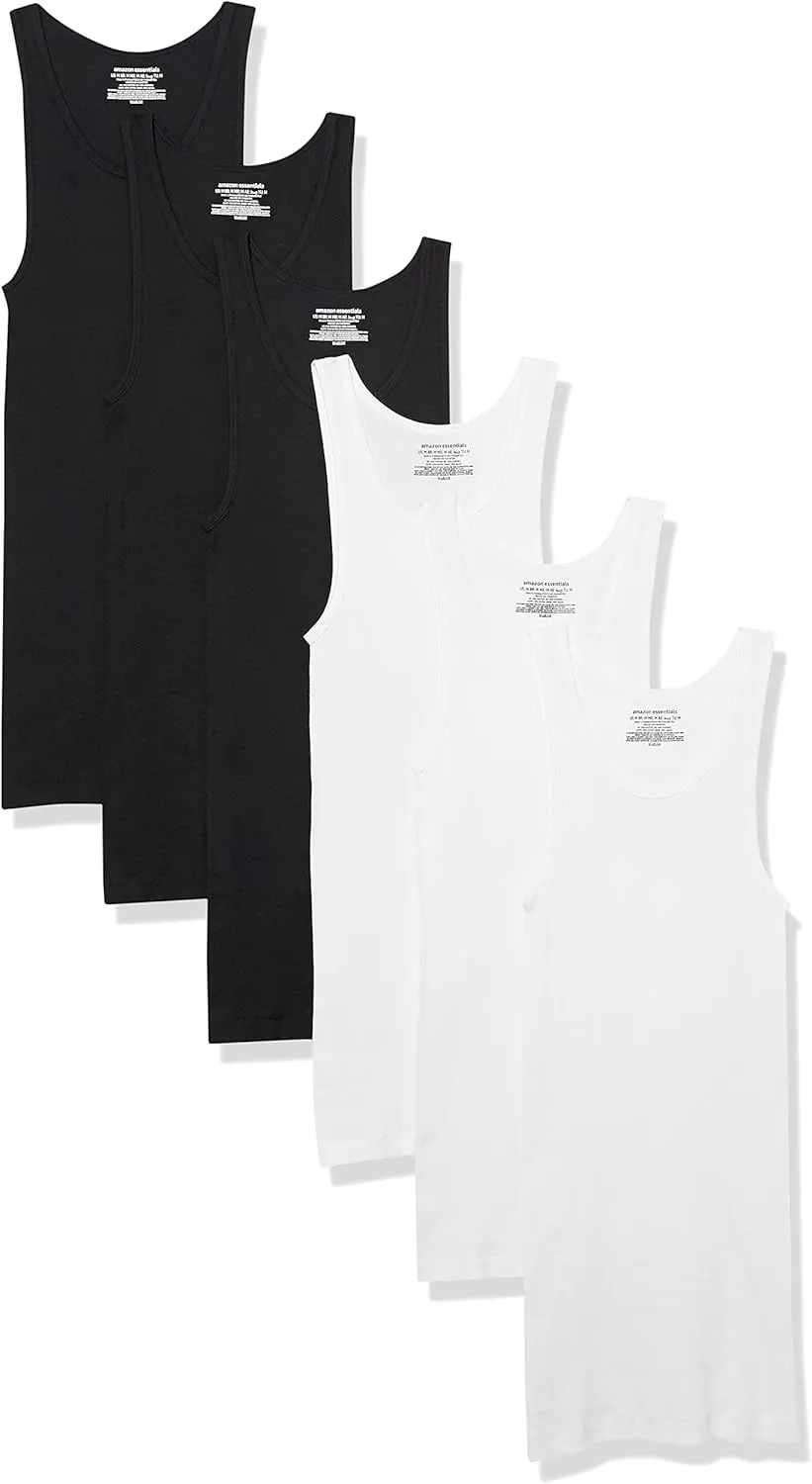 Amazon Essentials Men's Lightweight Tank Undershirts, Pack of 6