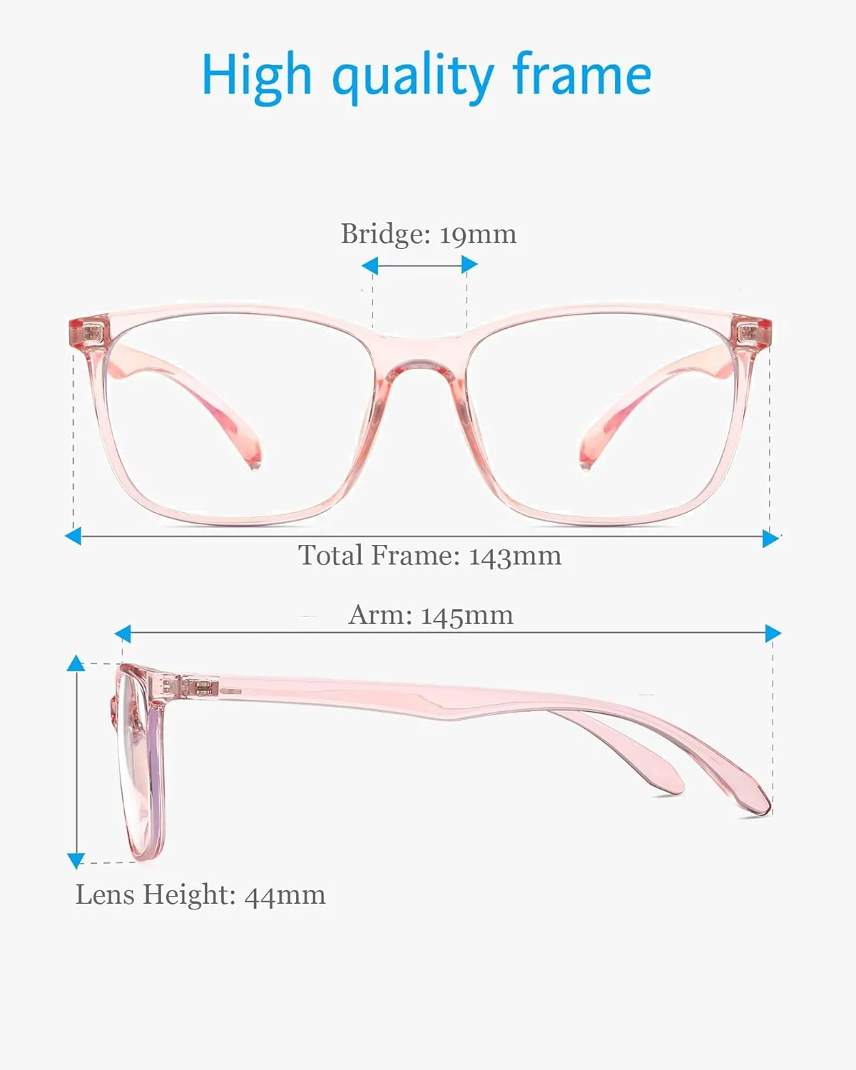 ANRRI Blue Light Blocking Computer Glasses Anti Eyestrain UV Filter Lens Lightweight Pink Frame Eyeglasses for Women(Clear Pink)