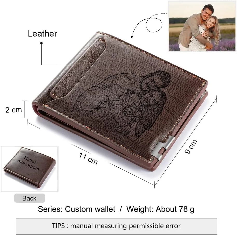 Custom Wallets for Men Personalized Photo Wallets for Mens Engraved Wallets Personalized Gifts for Men Dad Husband Son (Style 4)