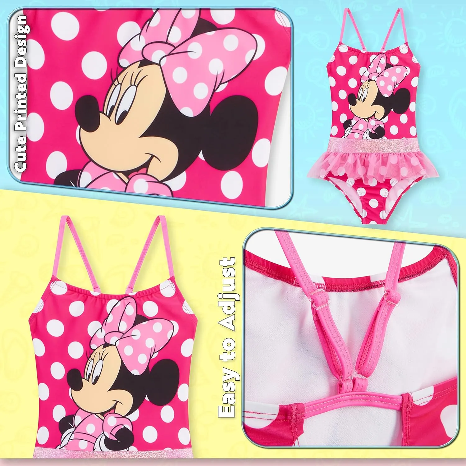 Disney Girls One Piece Swimsuit Comfortable Stretchy Swimsuit - Girls Gifts