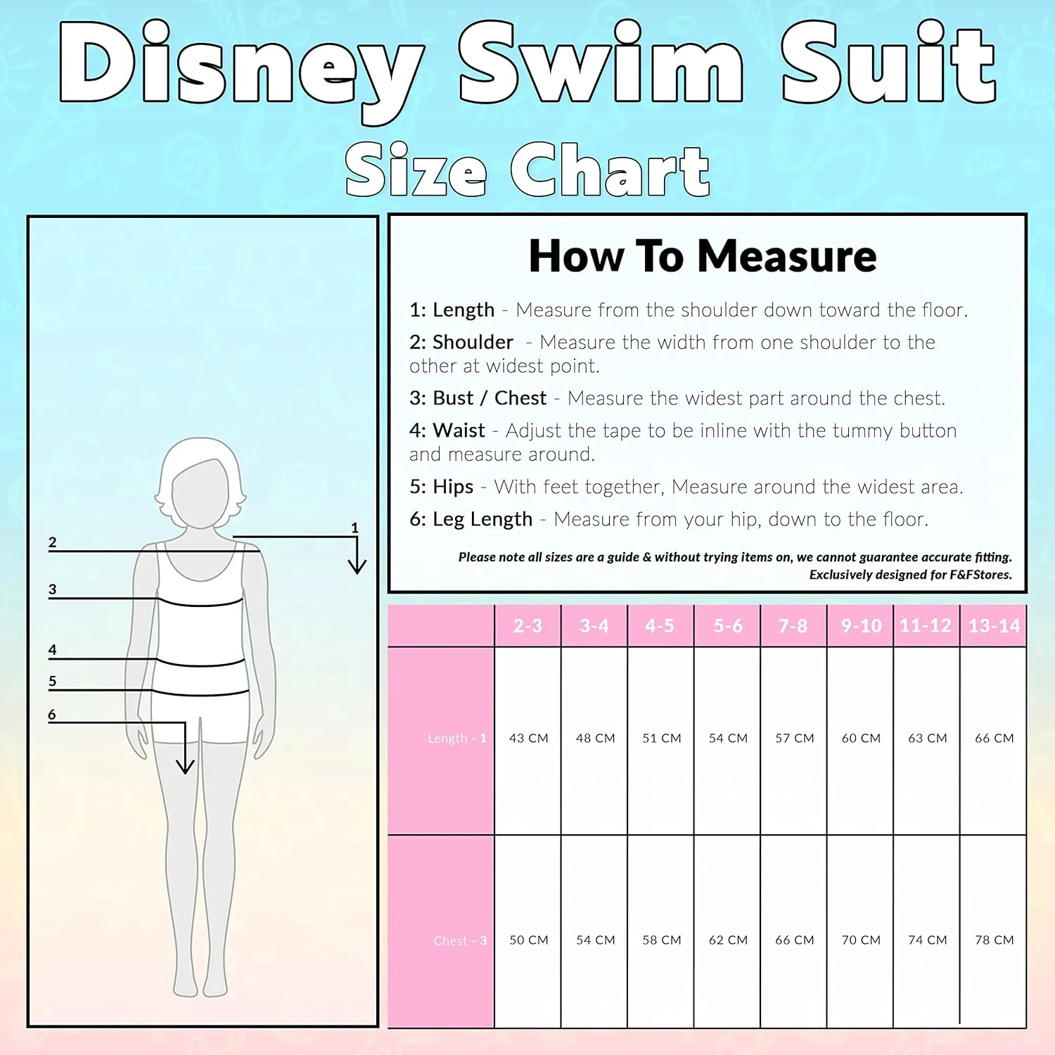 Disney Girls One Piece Swimsuit Comfortable Stretchy Swimsuit - Girls Gifts