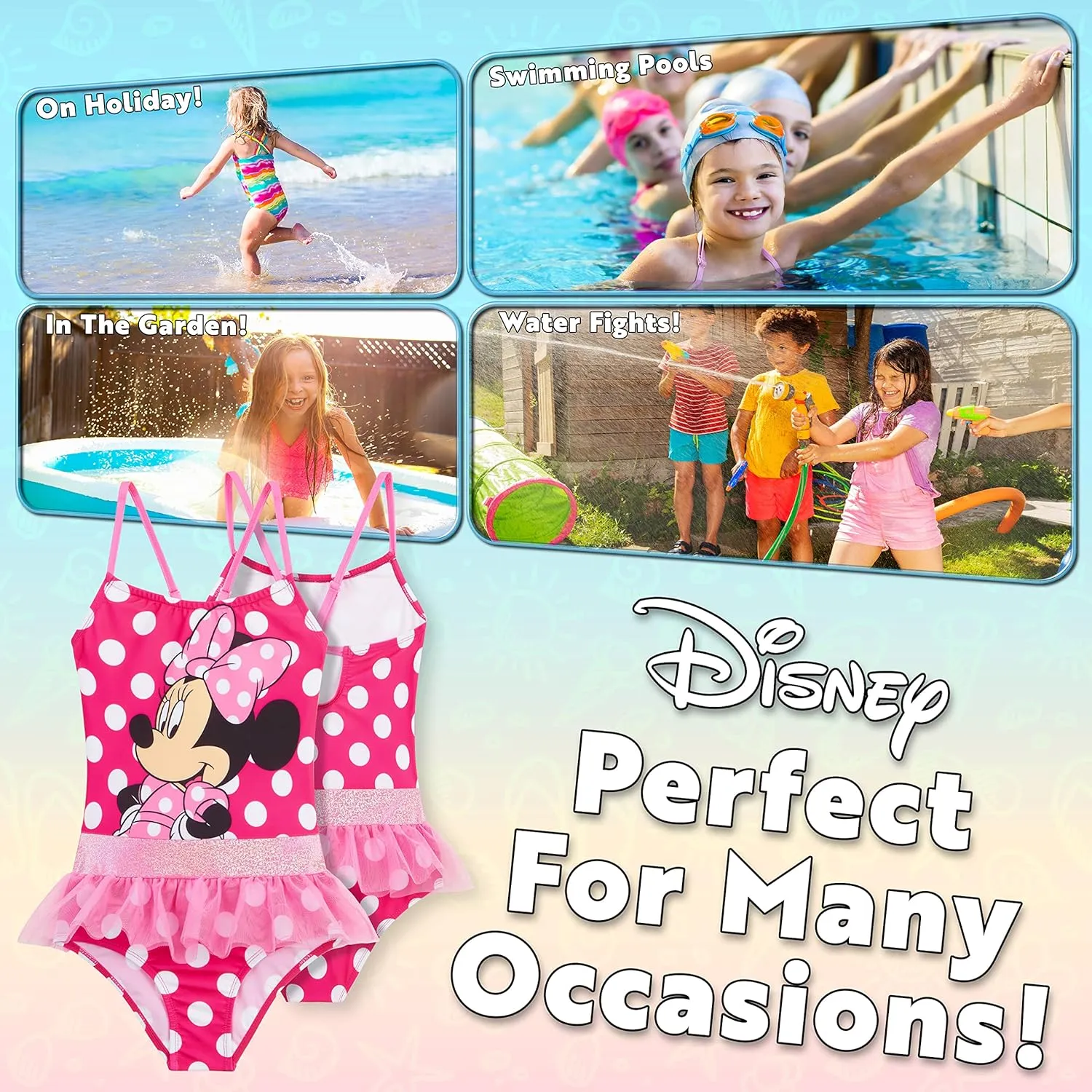 Disney Girls One Piece Swimsuit Comfortable Stretchy Swimsuit - Girls Gifts