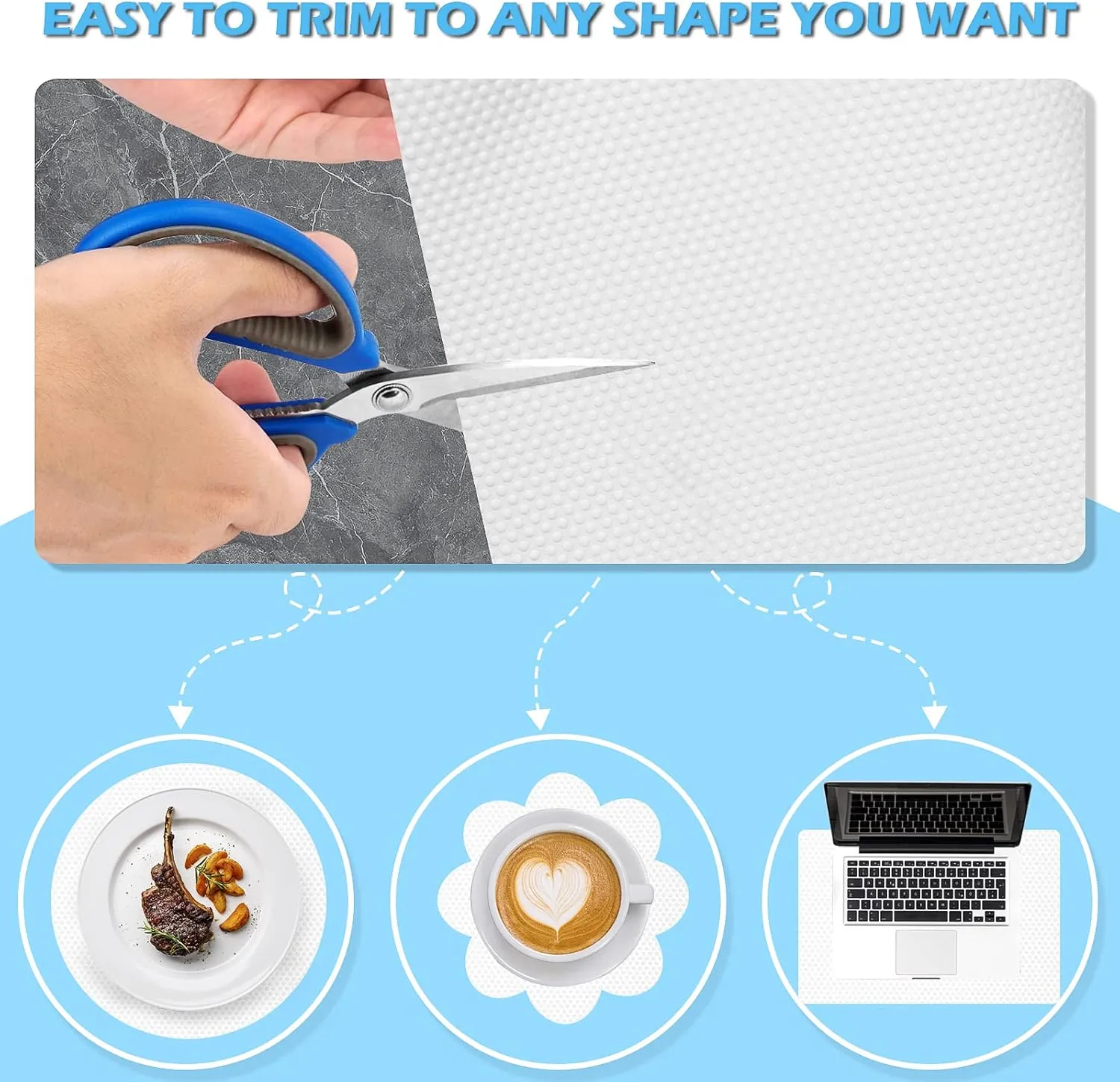 Drawer Liners, Waterproof Shelf Liner, Anti-Slip Non-Adhesive BPA Free Kitchen Cupboard Cabinet Liner Refridge Fridge Mats Sink Protector Strong Durable for Home Office (12" x 60"/White)