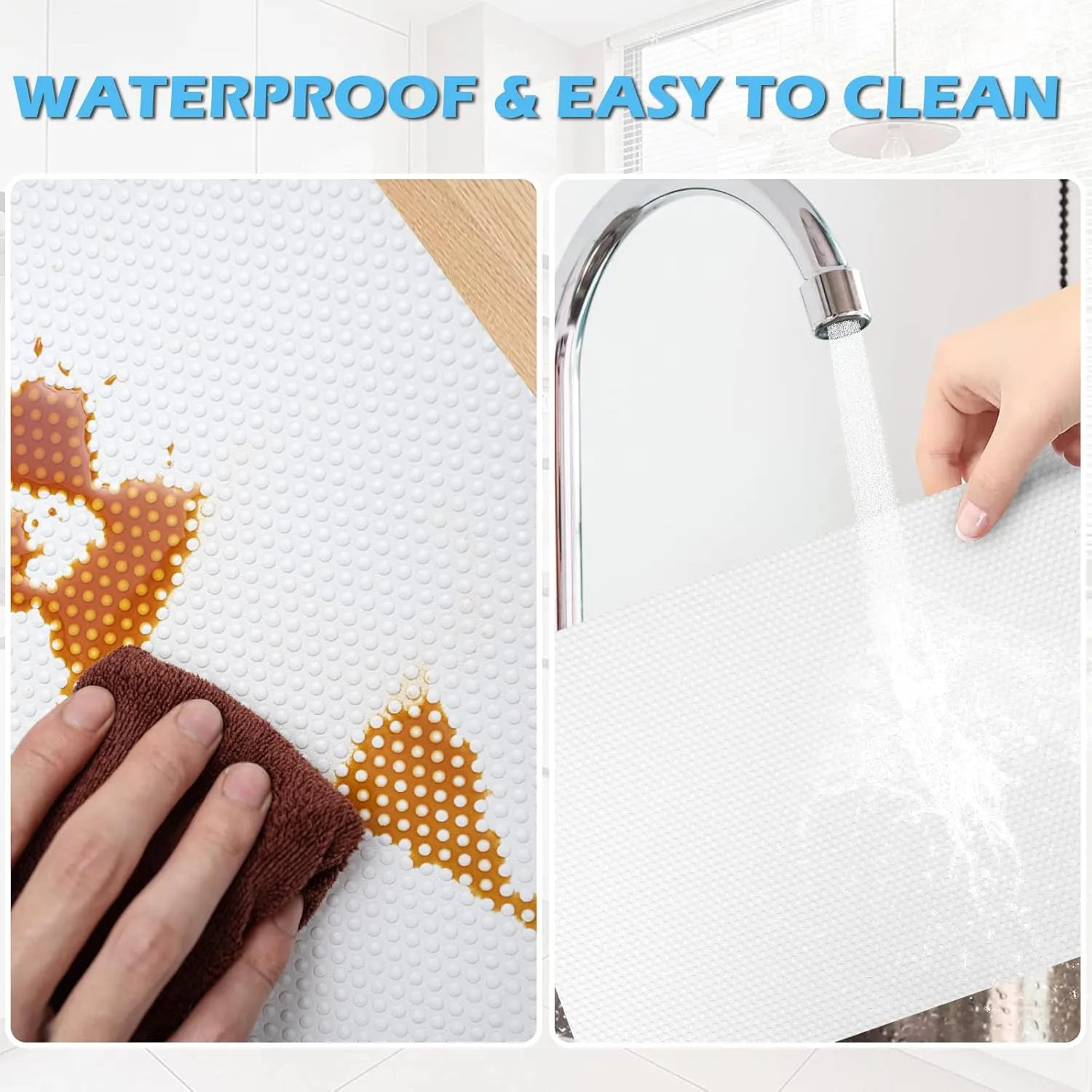 Drawer Liners, Waterproof Shelf Liner, Anti-Slip Non-Adhesive BPA Free Kitchen Cupboard Cabinet Liner Refridge Fridge Mats Sink Protector Strong Durable for Home Office (12" x 60"/White)