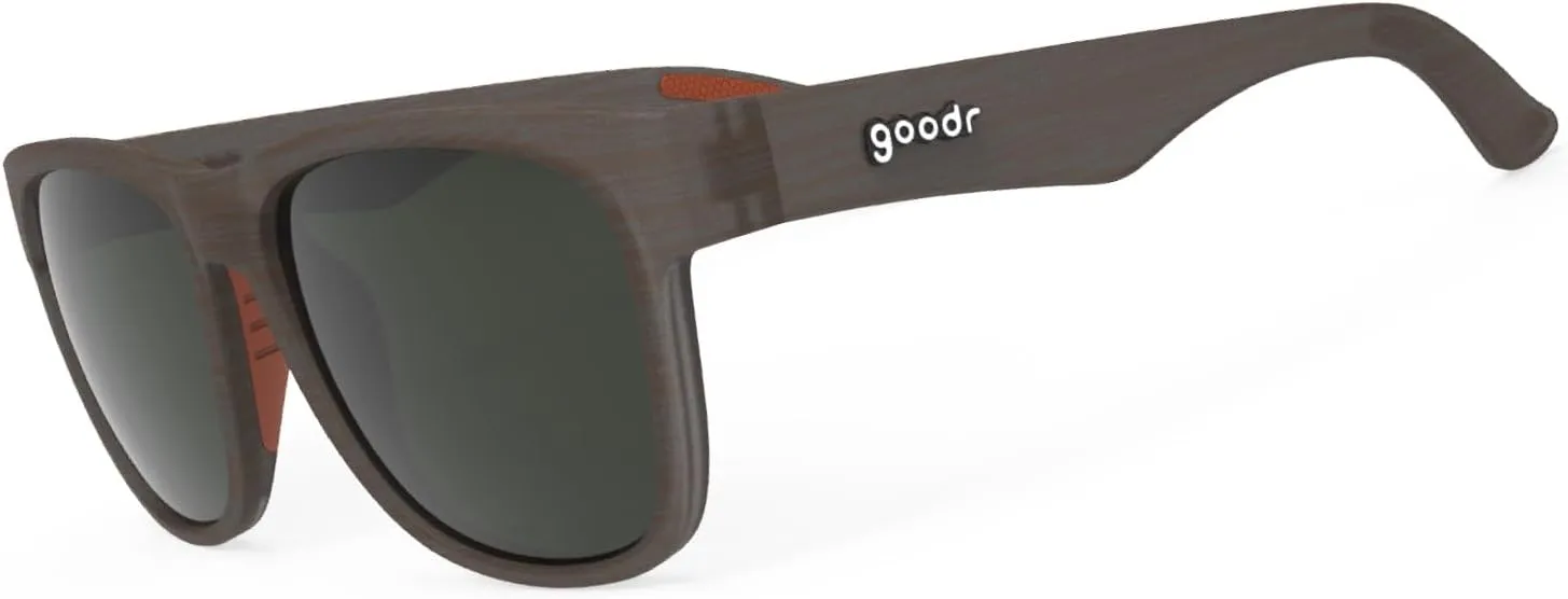 goodr Just Knock It On! Polarized Sunglasses for Men & Women, Large Sized (BFG), Dark Brown Translucent Frames with Copper High Contrast Lenses, UV400 Protection, No Slip, No Bounce