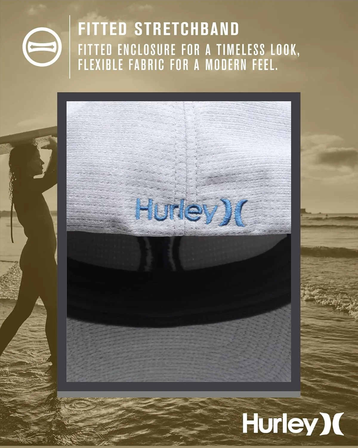 Hurley Men's Baseball Cap ?C Lightweight Curved Bill H2O Dri Fitted Caps for Men