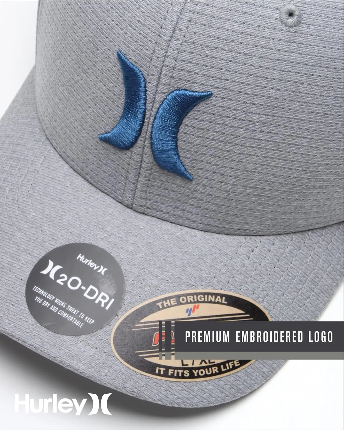 Hurley Men's Baseball Cap ?C Lightweight Curved Bill H2O Dri Fitted Caps for Men