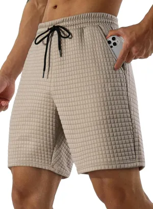 JMIERR Mens Sweat Shorts Casual Stretch Elastic Waist Waffle Workout Gym Short 7 inch Inseam Running Short with Pocket