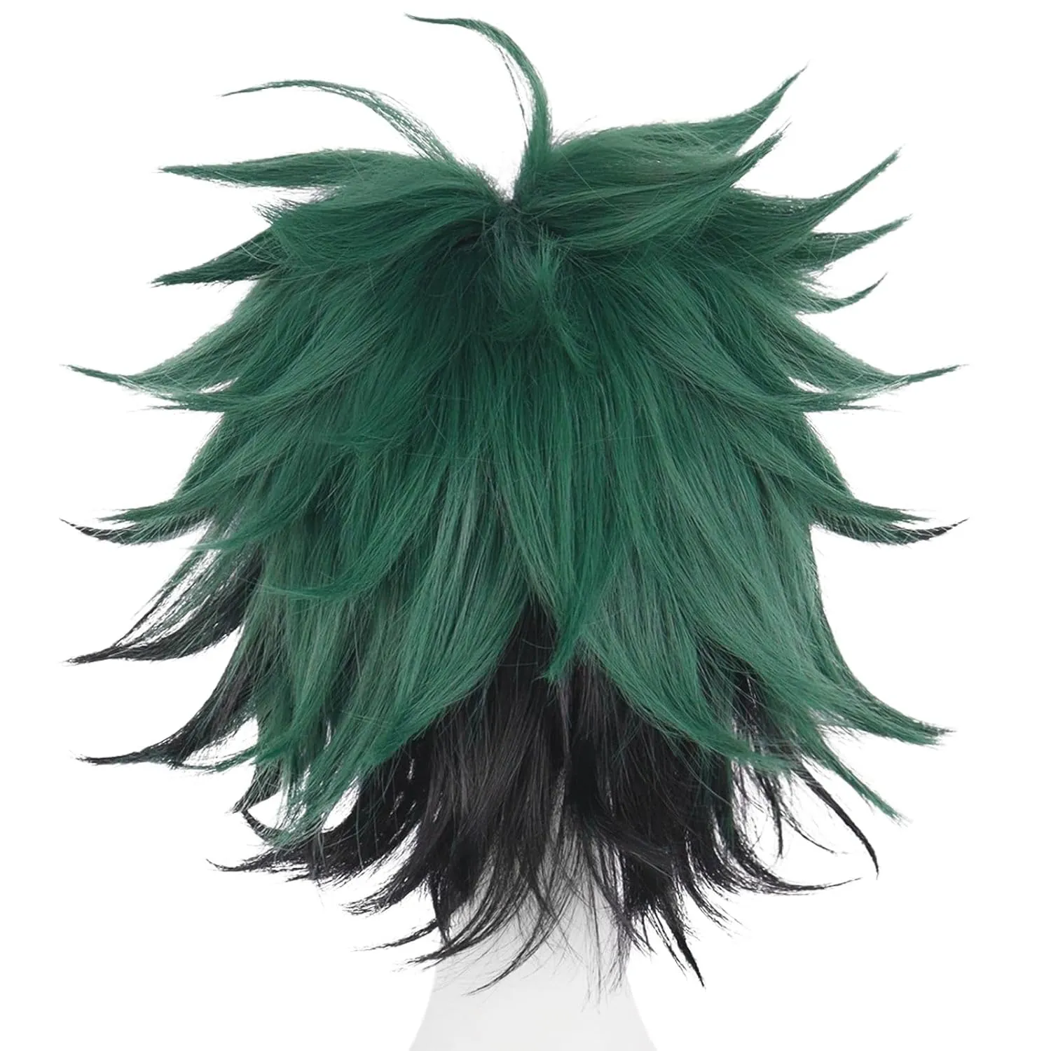 JoneTing Green Cosplay Wig  (Wig Cap) for Anime Short Wavy Synthetic Wigs for Halloween Dark Green Wig for Men Costume Peluca Verde Cosplay Wig for Chrismas Party