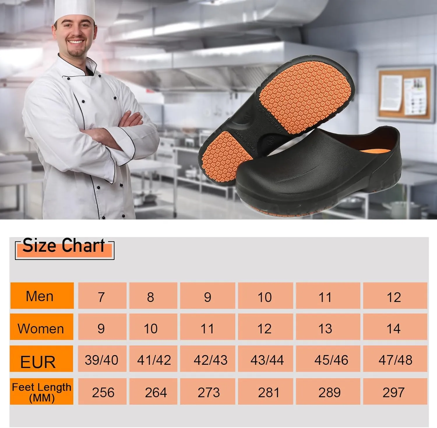 JSWEI Men's Unisex-Adult Kitchen Shoes - Nonslip Water Proof Work Shoes for Men, Women, Nurses, Gardeners, Indoor & Outdoor