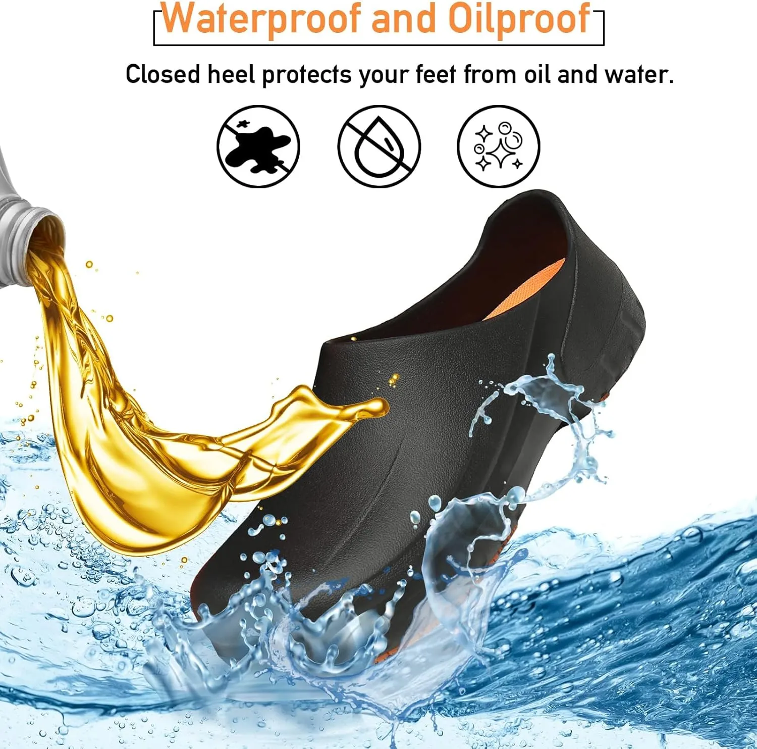 JSWEI Men's Unisex-Adult Kitchen Shoes - Nonslip Water Proof Work Shoes for Men, Women, Nurses, Gardeners, Indoor & Outdoor