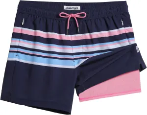 maamgic Mens 5.5 Inch Swim Trunks with Compression Liner Board Shorts Quick Dry Beach Swimwear with Zipper Pockets
