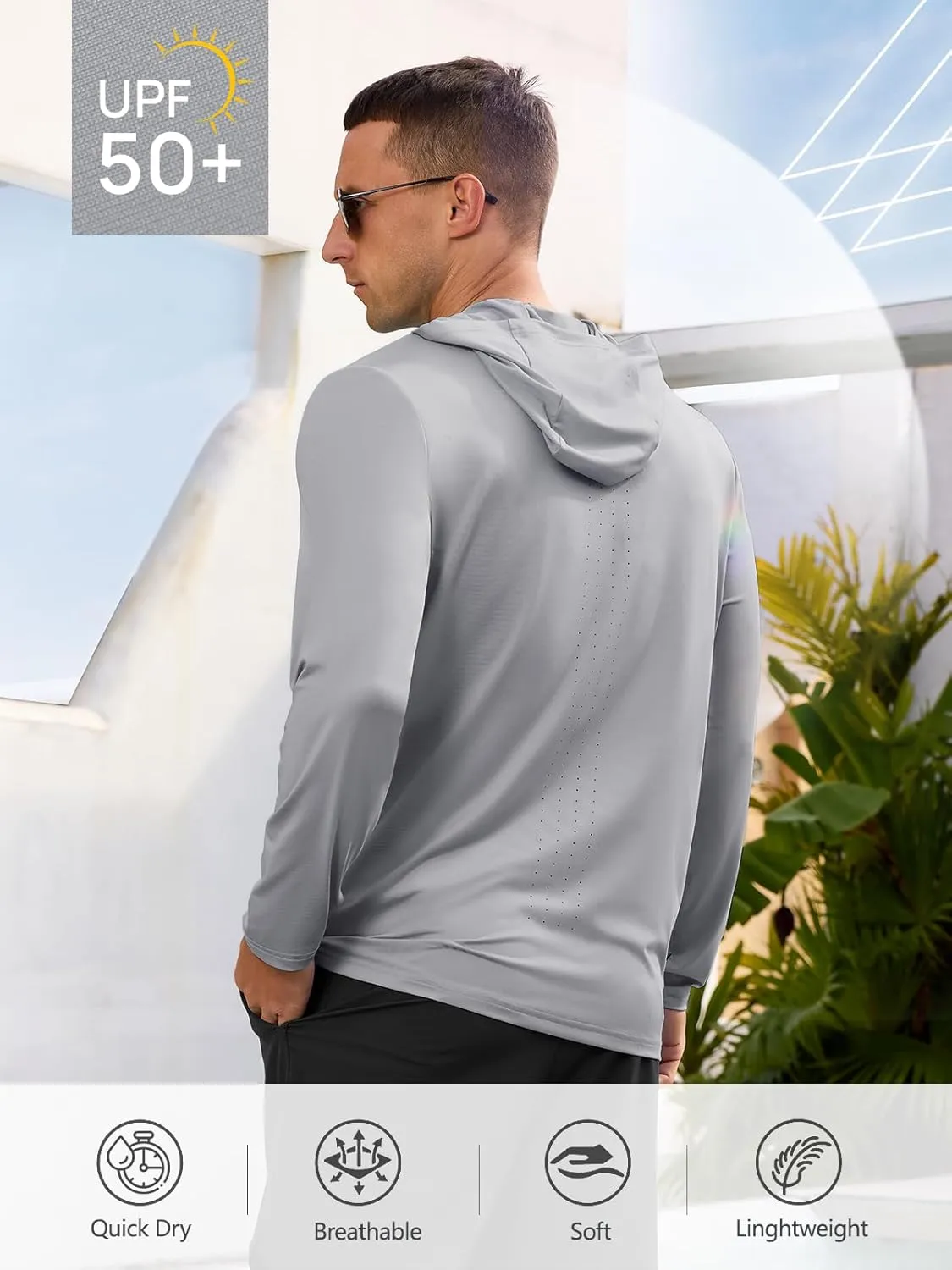 NORTHYARD Men's UPF 50  Long Sleeve Hoodie Shirts Sun Protection Fishing Swim Lightweight Quick Dry Workout UV SPF Rash Guard