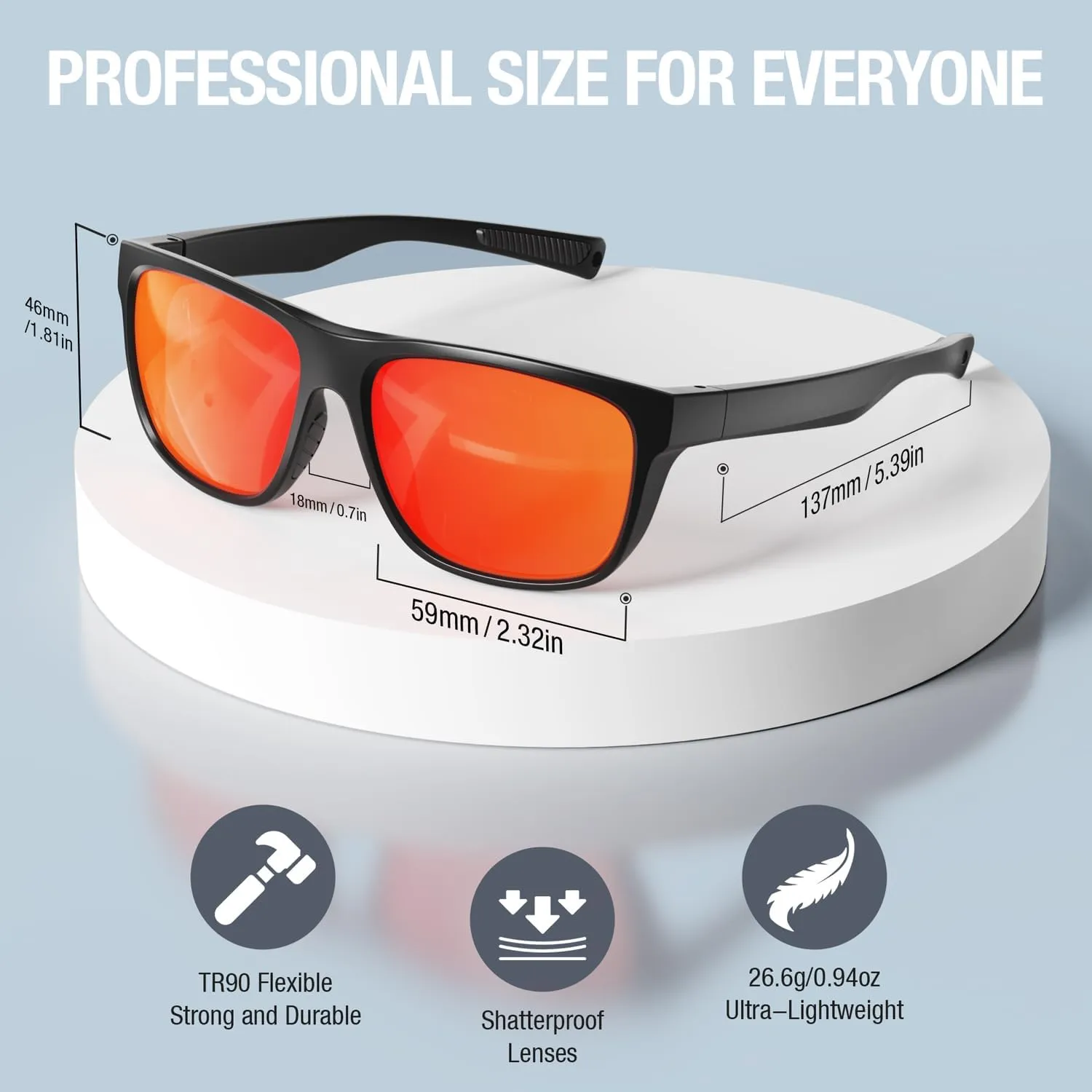 Polarized Sunglasses for Men Women, Idea for Driving Fishing Golf Sport Running Glasses, TR90 Frame UV400 Protection